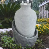 Gartenbrunnen Brunnen Zierbrunnen Zimmerbrunnen Brunnen mit LED-Licht 230V Wasserfall Wasserspiel für Garten, Gartenteich, Terrasse, Teich, Balkon Sehr Dekorativ