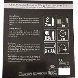 Mojawo LED Hängekranz / Tischdekoration LED Kranz Tischkranz Ø30cm warmweiß