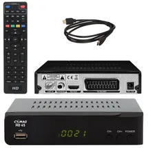 Comag HD 45 digitaler HD SAT Receiver (HDTV, DVB-S2, HDMI, 1080p, SCART, USB Mediaplayer, Full HD, Astra vorinstalliert) - schwarz