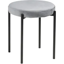 Home4You Hocker 4er Set, 38 x 45 cm - Grau Schwarz Samt Metallgestell stapelbar - 4er Set
