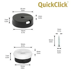 WAGNER QuickClick® Filzgleiter robust NATURAL - zum Schrauben, 4x Basis & Schraube & Einsatz Ø 20 mm, DE Ware - 15785100