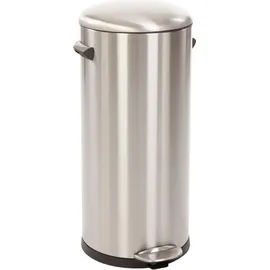 Proregal Retro Treteimer mit markanten Griffen und Kugelkappe | 30 Liter, HxØ 68,5x29,2cm | Kunststoff-Inneneimer | Silber