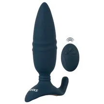 ANOS „RC Thrusting butt plug with vibration mit Fernbedienung, blau