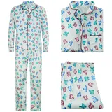 AYYOHON Clark Griswold Kostüm Clark Dinosaurier Pyjama Set Weihnachtsferien Kostüm Erwachsene Fleece Shirt Hose Pyjama Set M