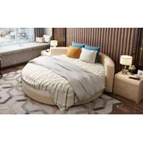 JVmoebel Rundbett Rundes Leder Bett 200x200 Luxus Polster Rund Betten Runde, Made in Europa beige