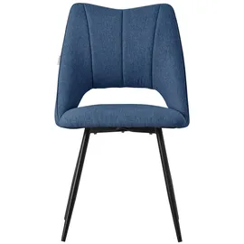 ML-Design Esszimmerstühle 2er Set Blau aus Stoffbezug, Rückenlehne