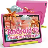 BUFO 10 Zoll Android 15, 20(3+17)GB RAM+64GB, 1280x800 HD IPS, Kinder Tablet (10", 64 GB, Android 15, WiFi 6, Robuste Schutzhülle, Vorinstallierte Lernapps, GMS-Zertifizierung) rosa