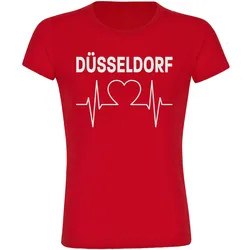 multifanshop Damen T-Shirt - Düsseldorf - Herzschlag - Druck weiß - Frauen