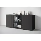 INOSIGN Sideboard »Caro, modernes Design mit Glaseinsätzen, Breite 150 cm«,... (1 St.), Grifflose Fronten mit Push-to-Open, höhenverstellbare Einlegeböden