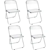 4x Acryl Transparent Klappstuhl,Kunststoff Esszimmerstuhl Make-up Stuhl Chrom Rahmen Moderner Wohnzimmersitz - Transparent