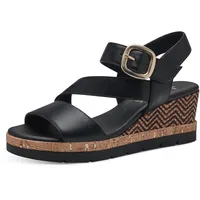 Jana Damen Sandalen mit Keilabsatz Sommer Vegan, Schwarz (Black), 37 EU