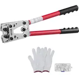 Vevor Crimpzange Kabelschuhzange 6-50 mm2, Batteriekabel-Crimpzange 10–1/0 AWG für Batterieklemmen-Crimper, Crimpwerkzeug mit 6 Größen, Kupferringklemmen-Crimpzange Presszange Rohrkabelschuh Zange
