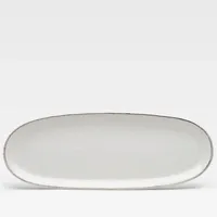 VAN WELL Urban, Platte 34x12,5 cm, creme 4er Set - Steinzeug Servierplatte groß Buffet-Platte Käseplatte, zum Servieren & Dekorieren