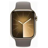 Apple Watch Series 9 GPS + Cellular 45mm Edelstahl gold Sportarmband tonbraun S/M | Zustand: sehr gut |  AN671963
