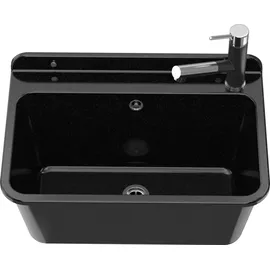 GRANITAN | Spüle technischer Groß - Schwarz marmoriert - Chemikalienbeständig - Ideal für Werkstätten - Schwarz