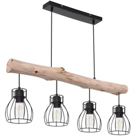 GLOBO Esstischleuchte 4-flg. 82,5 cm rund Holz schwarz