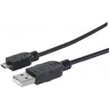 Manhattan USB-Kabel USB 2.0 USB-A Stecker, USB-Micro-B Stecker 1.80 m Schwarz UL-zertifiziert 307178-CG