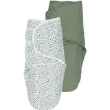 Meyco Baby Pucksack - 2er Pack - 0-3 Monate - Pucktuch Swaddle für Neugeborene - 100 % Baumwolle - Oeko Tex zertifiziert - weicher Schlafkomfort - feuchtigkeitsabsorbierend - Cheetah - Waldgrün