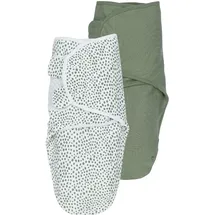Meyco Baby Pucksack - 2er Pack - 0-3 Monate - Pucktuch Swaddle für Neugeborene - 100 % Baumwolle - Oeko Tex zertifiziert - weicher Schlafkomfort - feuchtigkeitsabsorbierend - Cheetah - Waldgrün