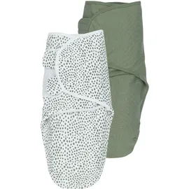 Meyco Baby Pucksack - 2er Pack - 0-3 Monate - Pucktuch Swaddle für Neugeborene - 100 % Baumwolle - Oeko Tex zertifiziert - weicher Schlafkomfort - feuchtigkeitsabsorbierend - Cheetah - Waldgrün