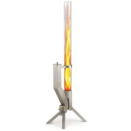 gardenflare Feuerrohr aus Edelstahl Feuersäule und Pelletfackel – Silber