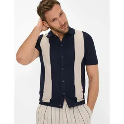 Kurzarmhemd BRAX "Style JARED", Herren, Gr. 4XL, Normalgrößen, blau (navy), 44% Baumwolle, 36% Leinen, 20% Polyester, Langarm, Hemden