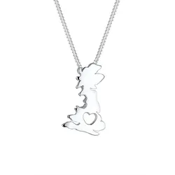 Elli Länderumriss England Herz Cut Out 925 Silber Ketten   Damen 