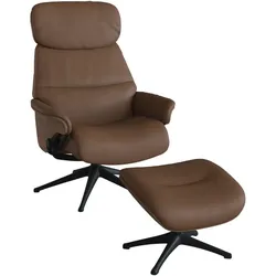 Relaxsessel FLEXLUX "Aarhus, Funktionsessel, Polstersessel, Armlehnen-, TV-Fernsehsessel", braun (modern cognag braun), B:82cm H:112cm T:87cm, 100% Echteder, Sessel, Relaxfunktion & Kopf- Rückenverstellung