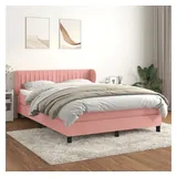 vidaXL Boxspringbett mit Matratze Rosa 140x200 cm Samt