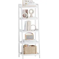 LuxusKollektion Leiterregal Bücherregal Bambusleiter Pflanzenständer Weiß 5 Ablagen (127cm H) weiß