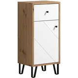 trendteam smart living - Touch - Standschrank - Artisan Eiche/Weiß - 1 Schublade und 2 Fächer - (BxHxT) 36 x 79 x 29 cm - moderne Metallfüße - kratzfest