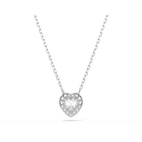 Swarovski Ariana Grande x Anhänger, Rhodinierte Damenhalskette mit Kristallherz in Klarem Pavé und Verschiedenen Schliffen, Länge: 38-45 cm, Motivgröße: 1 x 0.9 cm