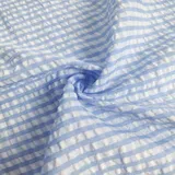 Vayliro Seersucker Karierter Stoff Meterware,1m x 145cm Seersucker Stoff Bekleidungsstoff Stoffe zum Nähen Kleiderstoff für DIY Basteln Hemden Kleidungsdekorationen Heimdekoration,Himmelblau A