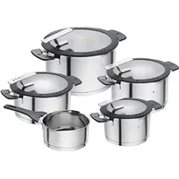 Famanu Kochtopfset 5-teilig mit integrierter Sieb - Silber-Schwarz