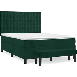 vidaXL Boxspringbett 140 x 200 cm Dunkelgrün