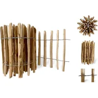 Floranica Staketenzaun aus Haselnuss Kastanie 10m lang x 50cm hoch 4-6cm Sprossenabstand, kleiner Staketenzaun niedrig, Hühnerzaun Hundezaun, Holzlattenzaun Gartenzaun