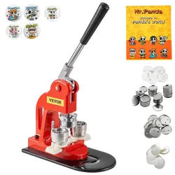 VEVOR Buttonmaschine Knopfmachermaschine 32 mm Button-Stanzmaschine 500 Stk Blechdeckel DIY Button-Pressmaschine Button Button Maker für Personalisiertes