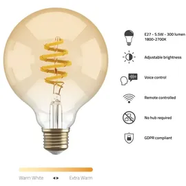 Hombli Filament Bulb CCT E27 G95-Amber 2er-Set