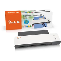 Peach Laminiergerät A3 inkl. 10 Laminierfolien | Schnell startklar nur 60 Sekunden vs. 3-5 Min. | 1,5 Folien A3 pro Minute / 3 Mal schneller als bisher üblich | PL125