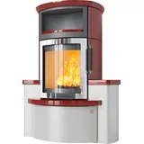 Kaminofen Hark 44-5.34 GT ECOplus RUA 8 kW - Ofenkacheln: bordeaux-rot - Korpus: titan/verchromt