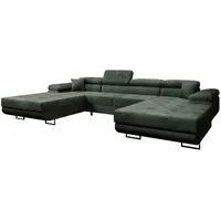 Luxusbetten24 Schlafsofa Designer Sofa Calvera U in Cord, mit Stauraum und Schlaffunktion grün