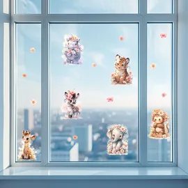 Finest-Folia Fensterbilder Tiere Aquarell 3xDinA4 Fensterfolie Aufkleber Kinderzimmer Y076-05
