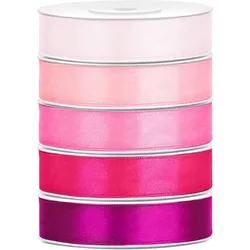 Satin Geschenkband 12mm 5 Farben je 25m lang rosa pink Schleifenband Geschenkverpackung Geburtstag Hochzeit Weihnachten