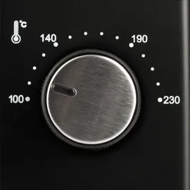 Girmi FE10 - Minibackofen 10 Liter, Edelstahlrost, Einstellbarer Thermostat, 60-Minuten-Timer, Inklusive Zubehör, Schwarz/Rot.