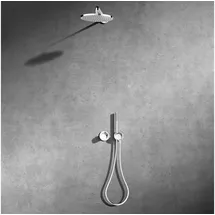 Keuco IXMO Brause-Set 7 Thermostatarmatur, 2 Verbraucher mit Brausehalter und Kopfbrause, rund, Thermostatmischer m. Brauseschlauch u. verchromt