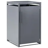 BELIANI Mülltonnenbox Dunkelgrau Stahl für 1 Tonne 240 Liter mit Tür Deckelhalter Kette Gasdruckfeder Magnetverschluss Outdoor Mülltonnenabdeckung - Grau