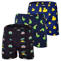 Happy Shorts Webboxershorts Ente/Frosch/Vacation XL 3er Pack
