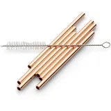 Echtwerk Trinkhalme Small 7tlg aus Edelstahl inkl. Reinigungsbürste, Kupfer-Edition, Wiederverwendbar, Unzerbrechlich, BPA-frei, Trinkhalme für Cocktails, Longdrinks, Smoothies