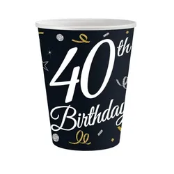 Party Pappbecher 200 ml 6 Stück Happy Birthday 40