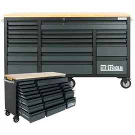 Baumarktplus Werkstattwagen Deluxe XXL Anthrazit unbestückt 160 x 91 cm 20 Schubladen Werkbank Sideboard